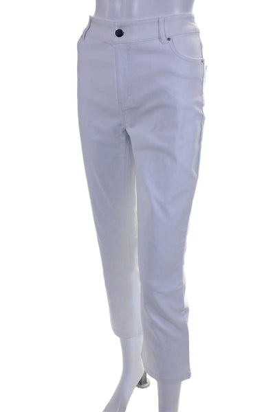 Renuar Women's Five Pockets Casual Straight Leg Ankle Pants White Size 10