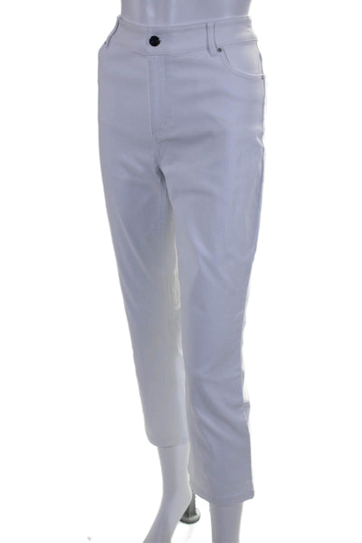 Renuar Womens Button Closure Five Pockets Straight Leg Ankle Pants White Size 16