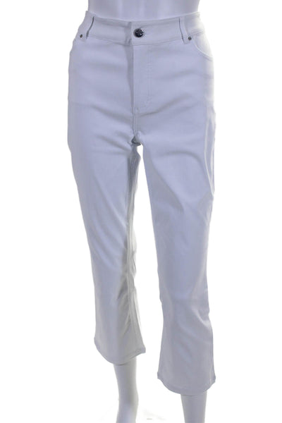 Renuar Women's Button Closure Flat Front Straight Leg Ankle Pants White Size 12