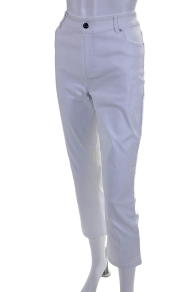 Renuar Women's Button Closure Flat Front Straight Leg Ankle Pants White Size 12