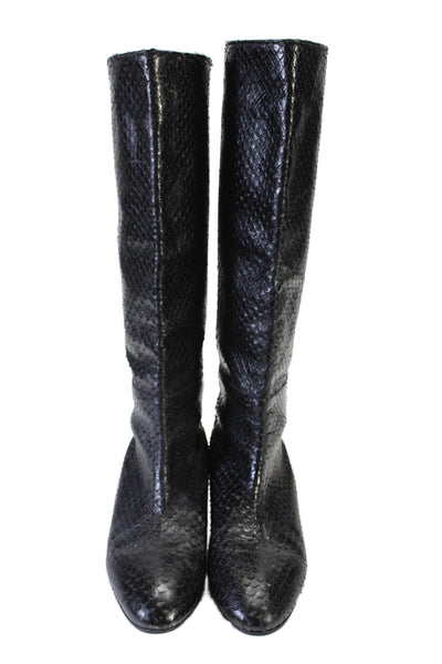 Loeffler Randall Womens Wedge Heel Snakeskin Knee High Boots Black Size 10.5