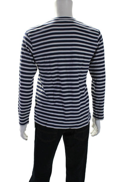 Play Comme Des Garcons Mens Striped Tee Shirt Navy Blue White Size Small