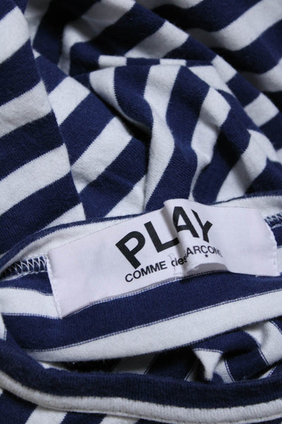 Play Comme Des Garcons Mens Striped Tee Shirt Navy Blue White Size Small