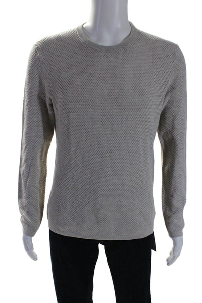 Theory Mens Long Sleeves Pullover Riland Breach Sweater Beige Cotton Size Medium