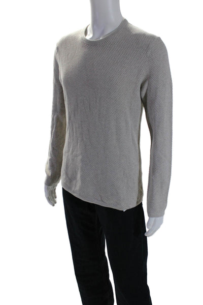 Theory Mens Long Sleeves Pullover Riland Breach Sweater Beige Cotton Size Medium