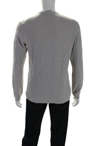 Theory Mens Long Sleeves Pullover Riland Breach Sweater Beige Cotton Size Medium