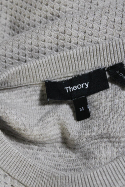 Theory Mens Long Sleeves Pullover Riland Breach Sweater Beige Cotton Size Medium