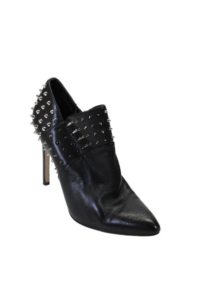 Sam Edelman Womens Side Zip Stiletto Spiked Booties Black Leather Size 8.5