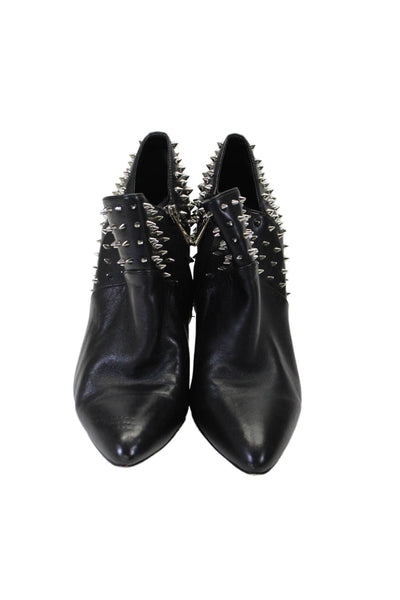 Sam Edelman Womens Side Zip Stiletto Spiked Booties Black Leather Size 8.5