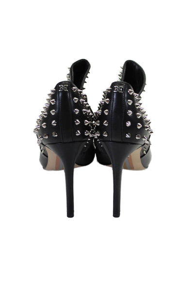 Sam Edelman Womens Side Zip Stiletto Spiked Booties Black Leather Size 8.5