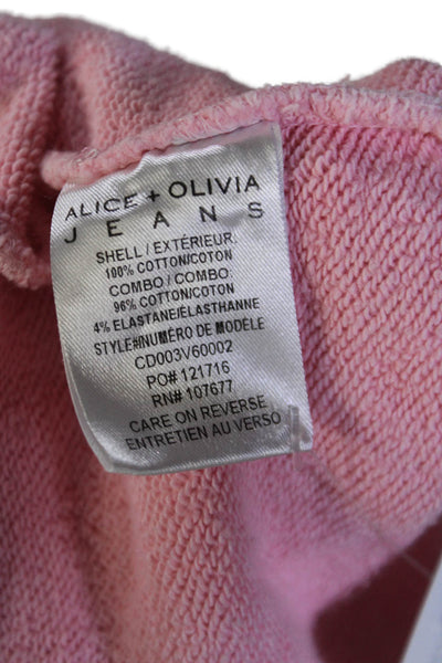 Alice + Olivia Womens Pullover Drawstring Cropped Hoodie Sweater Pink Size XS