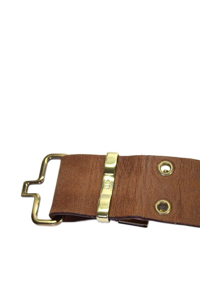 Christian Dior Womens Leather Gold Tone Grommet Belt Saddle Brown Size 85