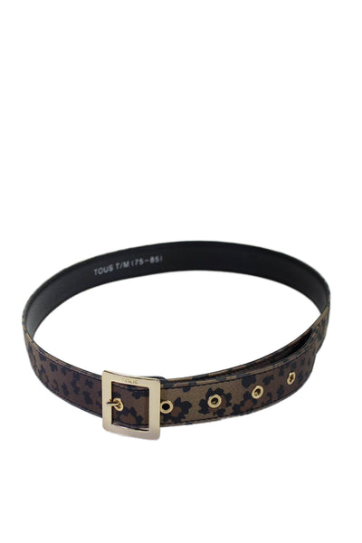 TOUS Womens Animal Print Gold Tone Buckle Closure Belt Brown Black Size Medium