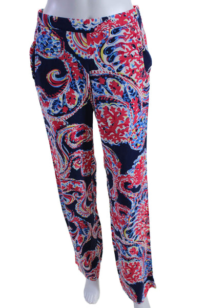 Lily Pulitzer Womens Elastic Waist Abstract Print Flare Pants Multicolor XS