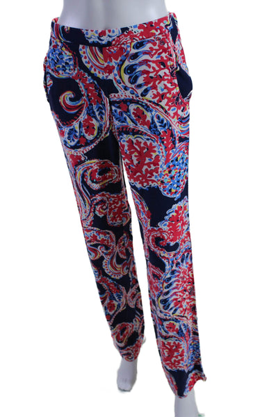 Lily Pulitzer Womens Elastic Waist Abstract Print Flare Pants Multicolor XS