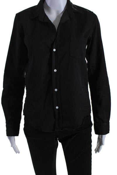 Frank & Eileen Womens Long Sleeve Collared Button Down Top Black Size XS