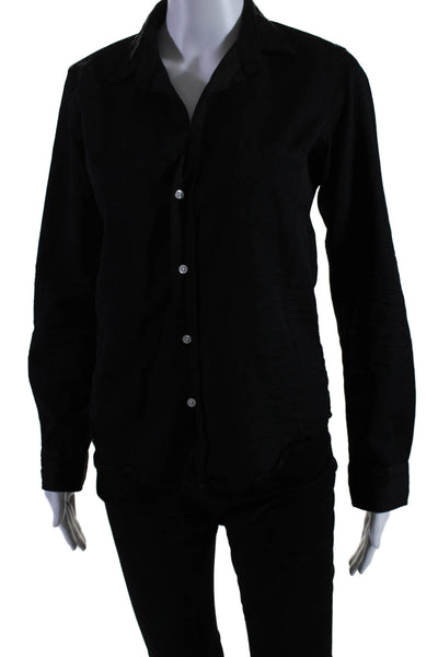 Frank & Eileen Womens Long Sleeve Collared Button Down Top Black Size XS