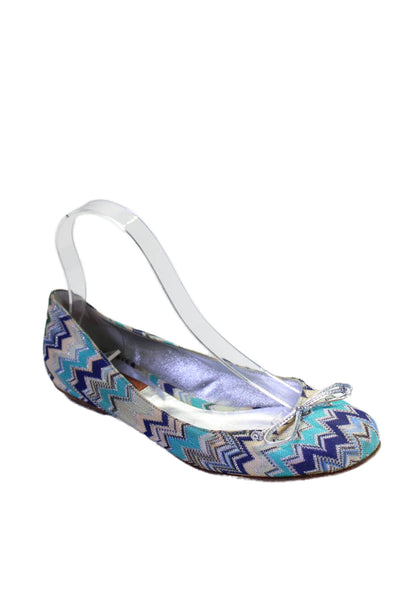 Missoni Womens Slip On Abstract Print Knit Flats Multicolor Size 6.5