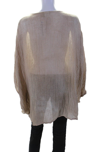 Sunday Tropez Womens V-Neck Batwing Sleeve Oversized Blouse Dark Beige Size S