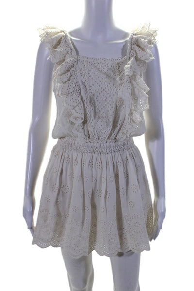 Love Shack Fancy Womens Eyelet Lace Sleeveless A Line Dress Cream Size XS