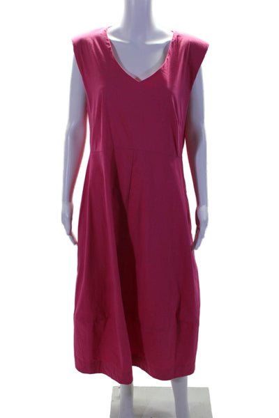 Foil Womens Cotton Hot Pink V-neck Zip Back Sleeveless Shift Dress Size 12