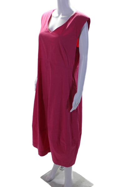 Foil Womens Cotton Hot Pink V-neck Zip Back Sleeveless Shift Dress Size 12