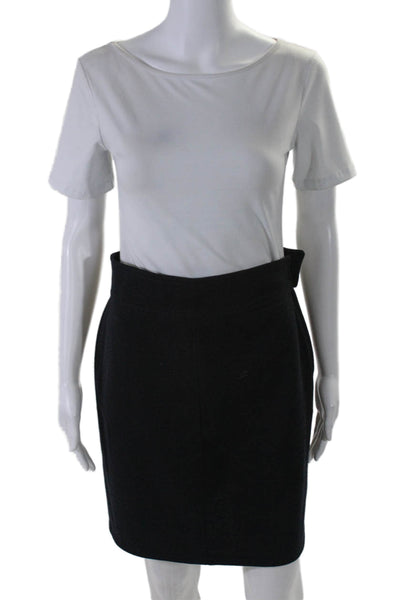 Sonia Rykiel Womens Side Zip Knee Length Pencil Skirt Black Wool Size FR 42