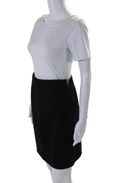 Sonia Rykiel Womens Side Zip Knee Length Pencil Skirt Black Wool Size FR 42