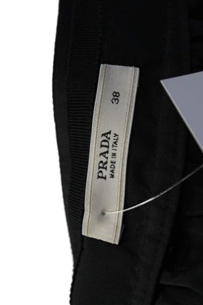 Prada Womens Side Zip Knee Length Silk A Line Skirt Black Size Italian 38