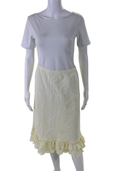 Calypso Christiane Celle Womens Ruffled Hem Lined A-Line Skirt Yellow Size M