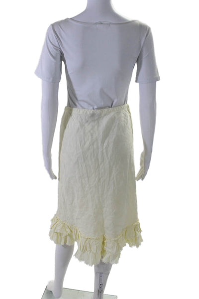 Calypso Christiane Celle Womens Ruffled Hem Lined A-Line Skirt Yellow Size M