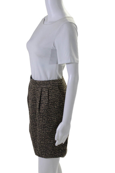 Boden Womens Wool Tweed Metallic Lined Short Pencil Skirt Brown Black Size 2