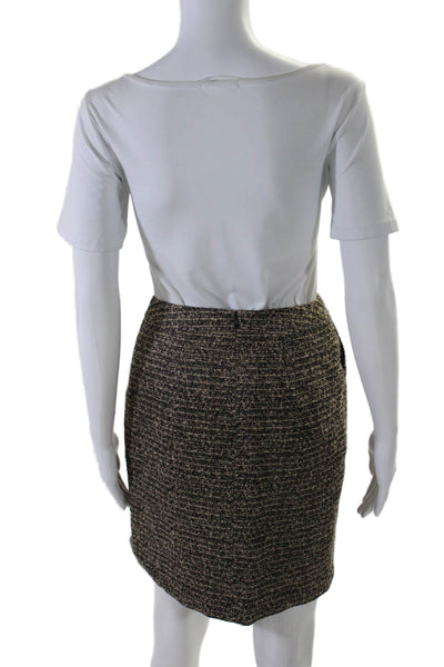 Boden Womens Wool Tweed Metallic Lined Short Pencil Skirt Brown Black Size 2