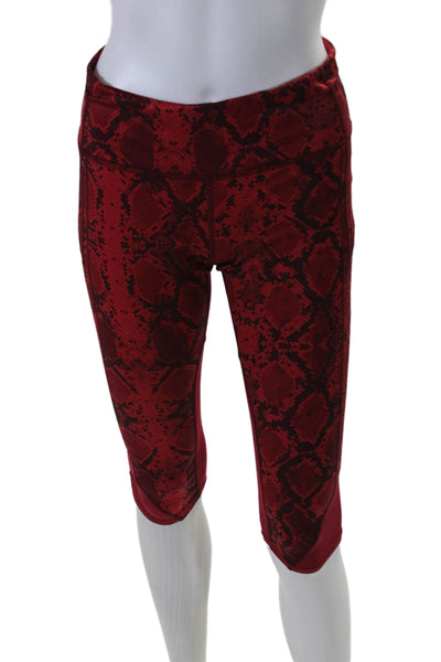 Lululemon Womens Python Print Mid Rise Pull On Capri Leggings Red Black Size 6