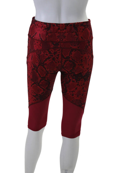 Lululemon Womens Python Print Mid Rise Pull On Capri Leggings Red Black Size 6