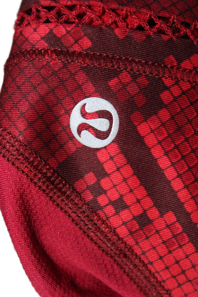 Lululemon Womens Python Print Mid Rise Pull On Capri Leggings Red Black Size 6