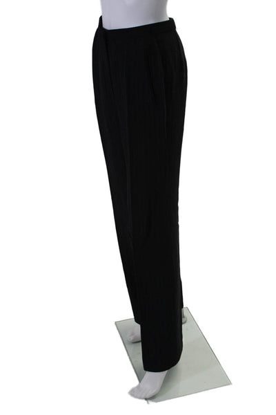 Donna Karan New York Womens Wool Crepe Striped Print Dress Trousers Black Size M