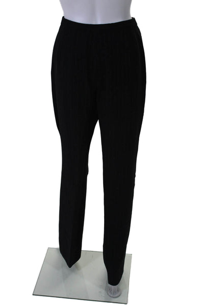 Donna Karan New York Womens Wool Crepe Striped Print Dress Trousers Black Size M