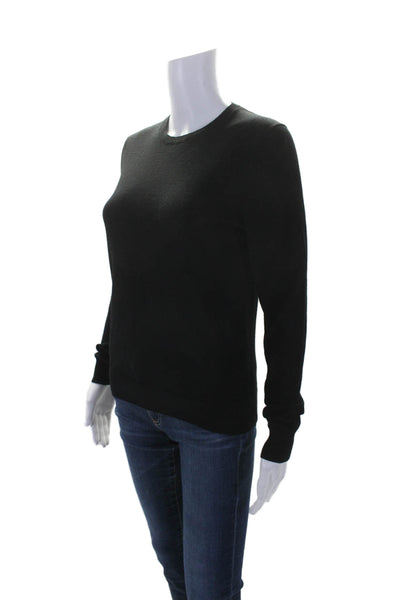 Theory Womens Long Sleeve Tight Knit Round Neck Solid Top Black Size M