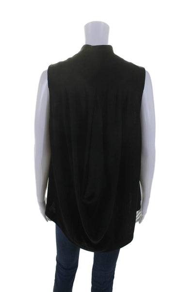 Alice + Olivia Womens Suede Open Front Sleeveless Vest Cardigan Black Size S