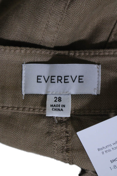 Evereve Womens Linen Blend Mid-Rise Tapered Cargo Pants Beige Size 28