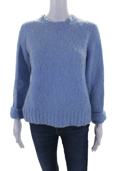 Helmut Lang Womens Pullover Long Sleeve Crew Neck Sweater Blue Wool Size Small