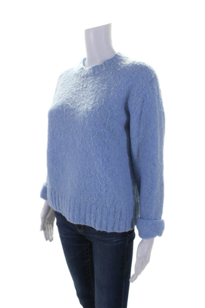 Helmut Lang Womens Pullover Long Sleeve Crew Neck Sweater Blue Wool Size Small