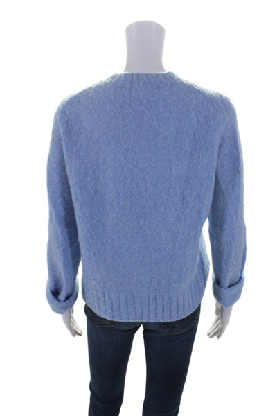 Helmut Lang Womens Pullover Long Sleeve Crew Neck Sweater Blue Wool Size Small