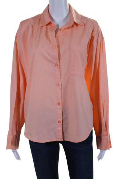 Pistola Womens Long Sleeve Collared Button Down Top Pink Size XS