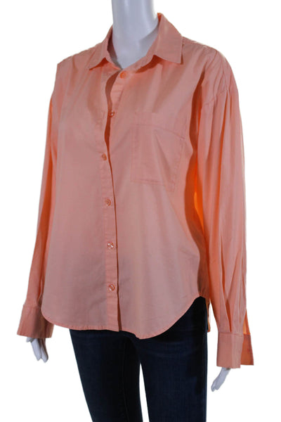 Pistola Womens Long Sleeve Collared Button Down Top Pink Size XS