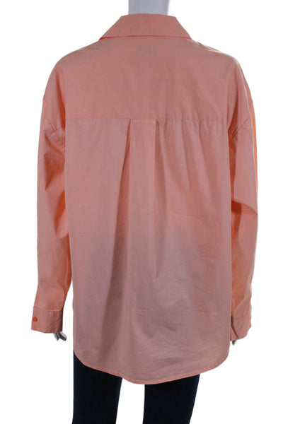 Pistola Womens Long Sleeve Collared Button Down Top Pink Size XS