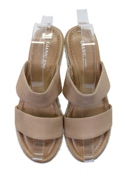 Gianni Bini Womens Slip On Double Strap Open Toe Platform Shoes Beige 6.5