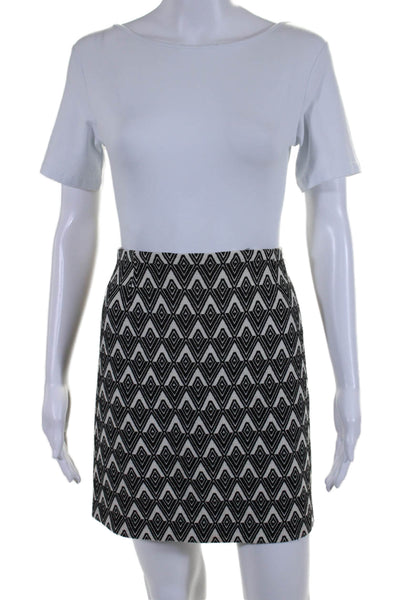 Elliott Lauren Women's Hook Closure Lined A-Line Abstract Mini Skirt Black Size