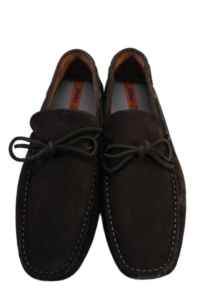 Johnnie-o Mens Suede Getaway Lace-Up Tied Slip-On Driving Loafers Brown Size 10